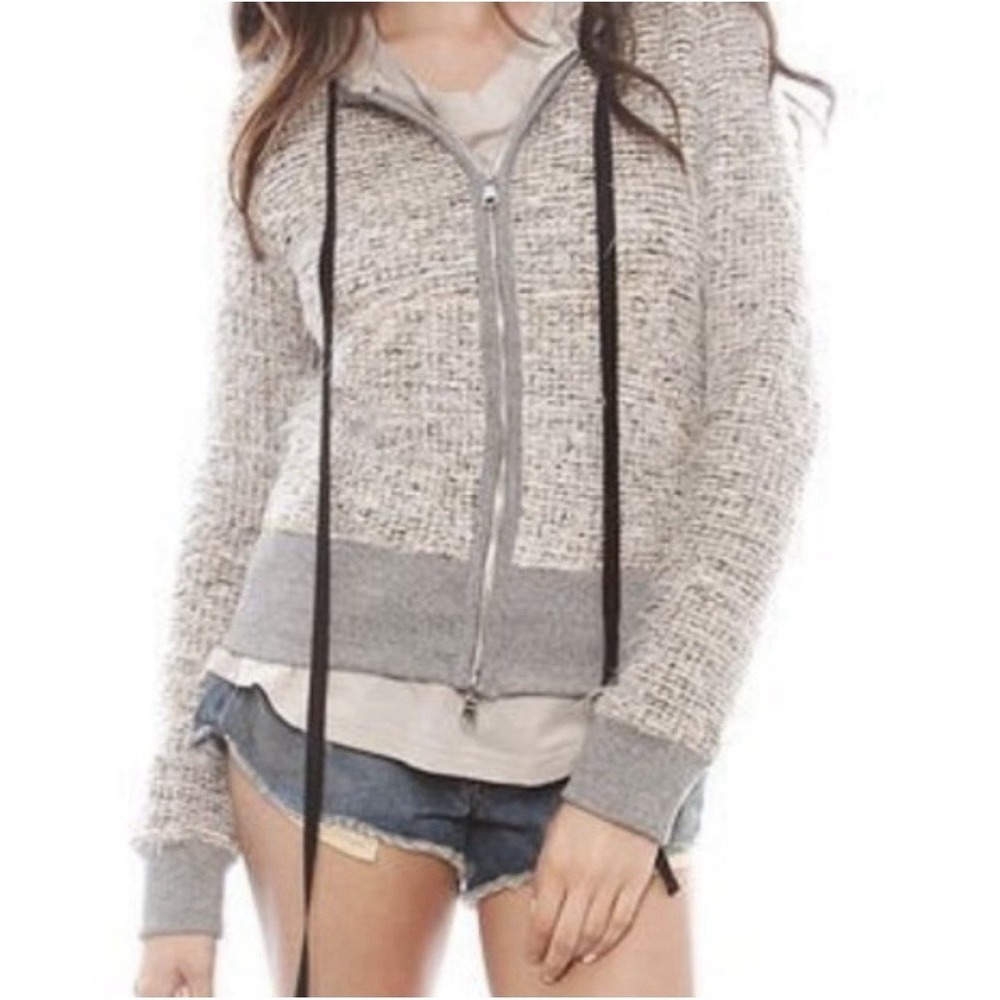 Calvin Rucker Pink Textured Sweater Zip-Up Eyelash Knit Metallic Shag Hoodie - M